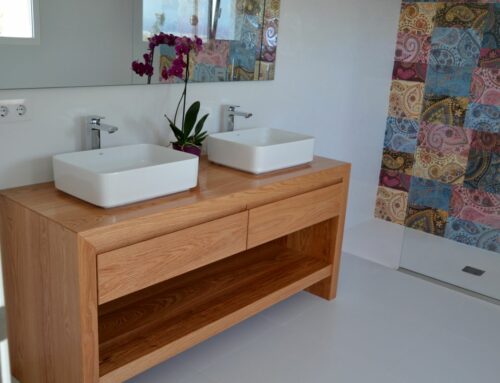 Wooden bathroom cabinet